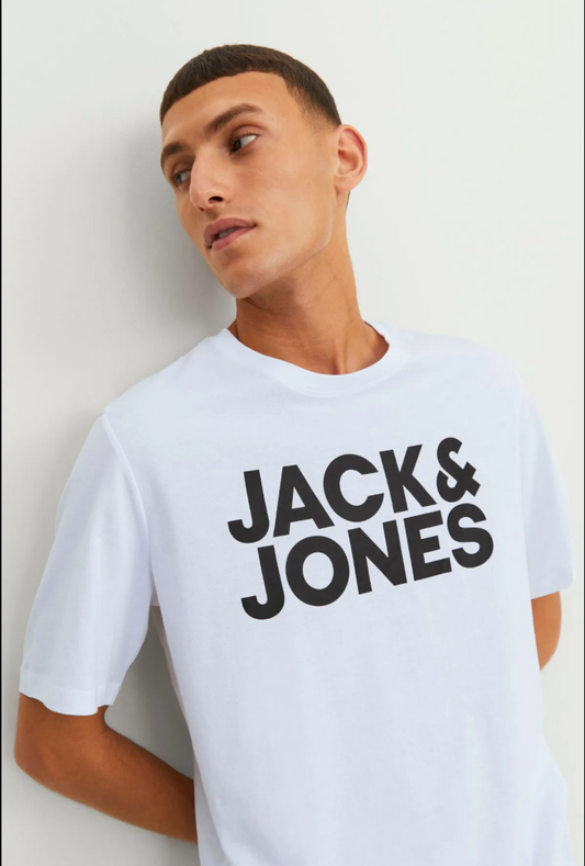 JACK & JONES JJECORP LOGO CREW NECK SHORT SLEEVE T-SHIRT IN WHITE