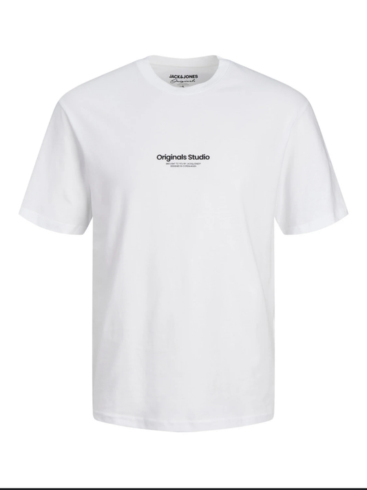 JACK & JONES JORVESTERBRO CREW NECK SHORT SLEEVE T-SHIRT IN WHITE_M