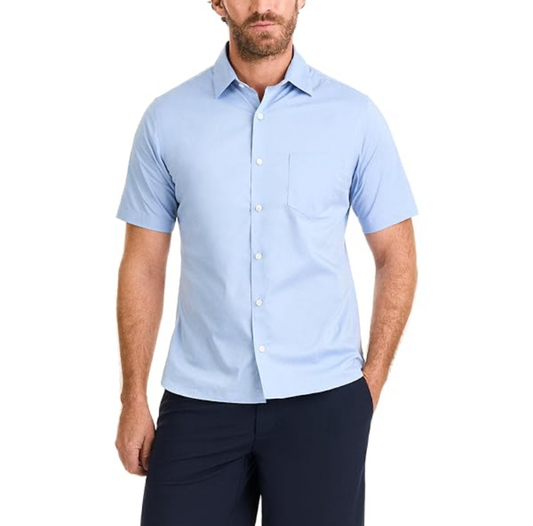 ASOS DESIGH SLIM FIT SHORT SLEEVE SHIRT IN LIGH BLUE