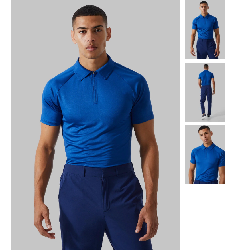 BOOHOOMAN MAN ACTIVE POMO GOLF SHORT SLEEVED POLO IN BLUE