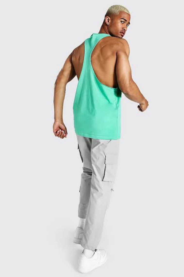 DESTRUCT MENS BASIC LONGLINE SLUB VEST IN MINT_M