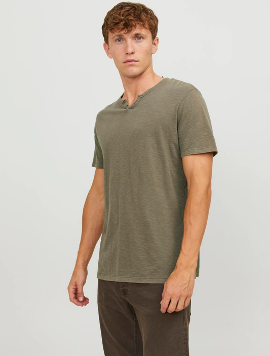 JACK & JONES JJEORGANIC BASIC R-NECK SHORT SLEEVE T-SHIRT IN GREEN