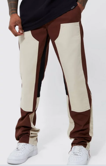 Elast waist baggy pant in brown