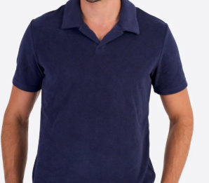 Boohooman Slim Pique Revere Polo With Reel Cotton In Navy