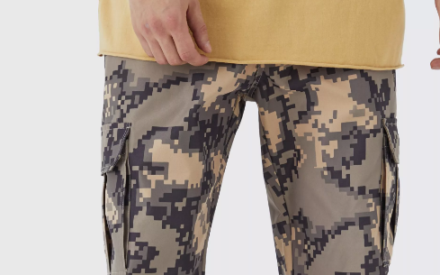 Boohooman Tall Fixed Waist Slim Flare Gusset Pixel Camo Trouser