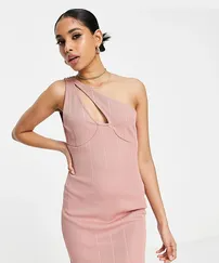Asos Miss Selfridge Petite One Shoulder Bandage Dress