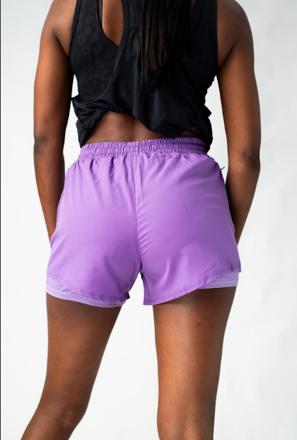 TCA WOMENS RUNING SPORT SHORTS WITH ZIP POCKETS IN PURPLE