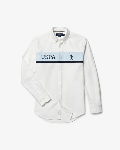 U.S. Polo Assn. Striped Tailored Fit Shirt – White & Blue