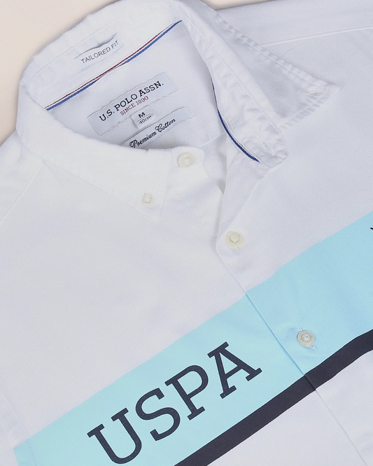 U.S. Polo Assn. Striped Tailored Fit Shirt – White & Blue