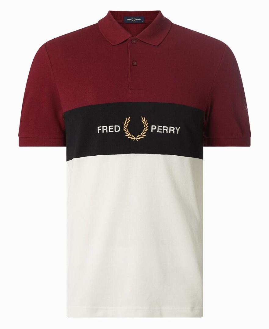 FRED PERRY MEN'S  EMBROIDERED PANEL POLO | WINE