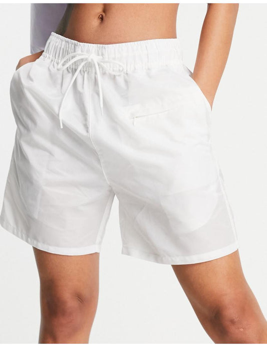 COLLUSION UNISEX NYLON SPORT SHORT IN WHITE