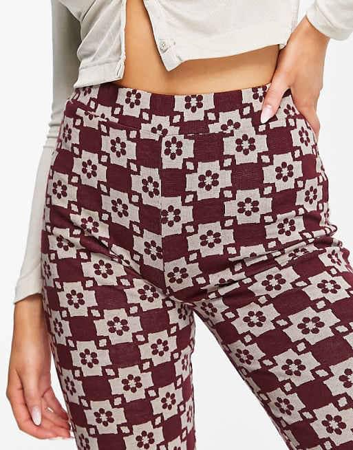 RECLAIMED VINTAGE INSPIRED KNIT PANTS IN CHOCOLATE