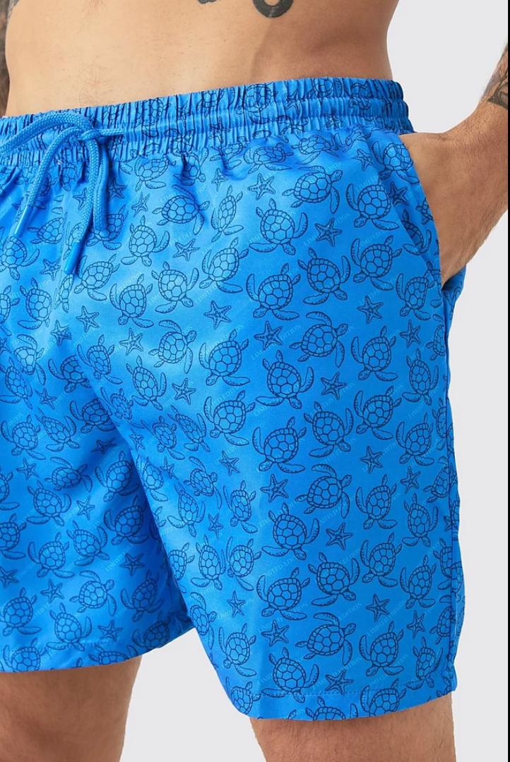 BOOHOOMAN MID LENGTH LIMITED EDITION SWIM SHORT IN BLUE