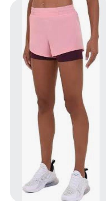 TCA PERFORM WOMEN'S SPORTS & RUNING SHORTS 2-IN 1- WITH INTERNAL COMPRESSION SHORTS & ZIP POCKET IN PINK