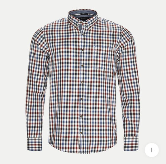 LYLE & SCOTT DONEGAL MULTI CHECK BUTTON DOWN SLIM FIT LONG SLEEVED SHIRT IN BLUE