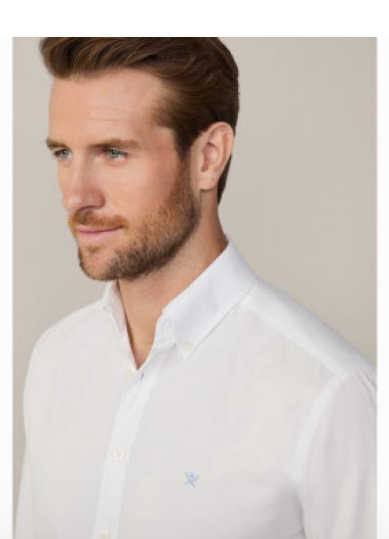 HACKETT LONDON OXFORD LONG SLEEVE SHIRT IN WHITE