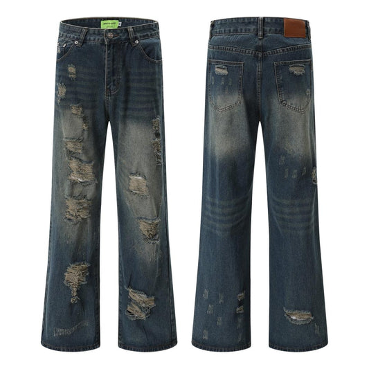 AMBITION ASPECT DISTRESSED OVERSIZE JEANS | NAVY