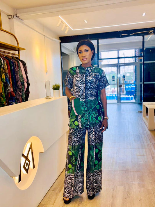 Adire Two Piece (Green)