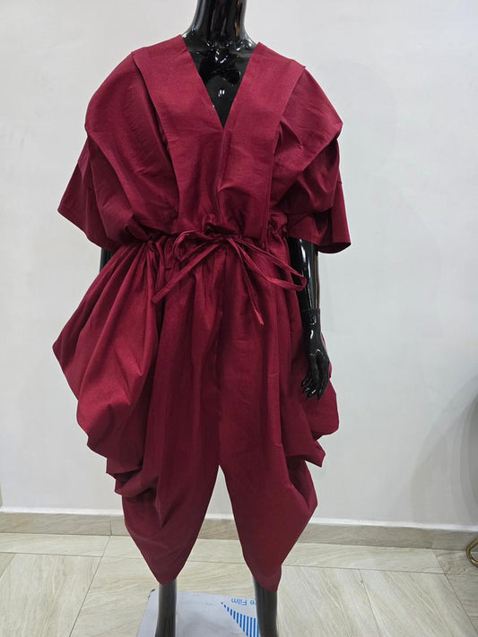 Owambe Dress (Wine Red)