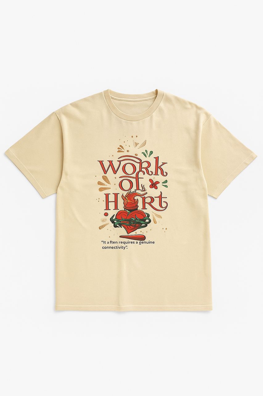 Jochdunse Work Of Heart Graphic Tee In Cream