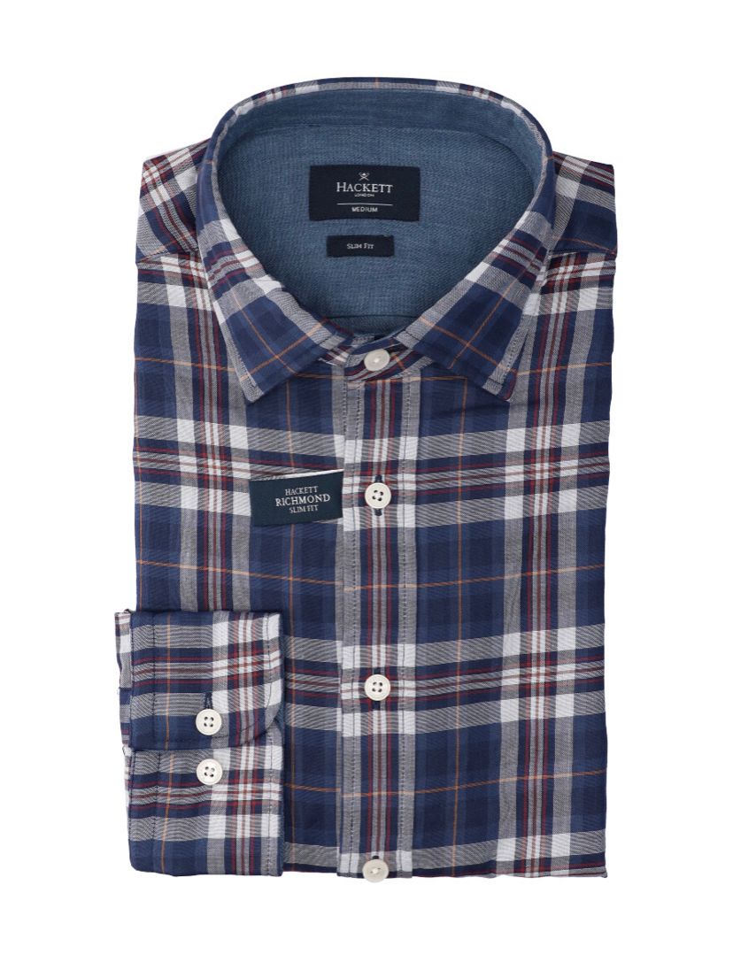 HACKETT LONDON SLIM FIT LS SHIRT IN NAVY