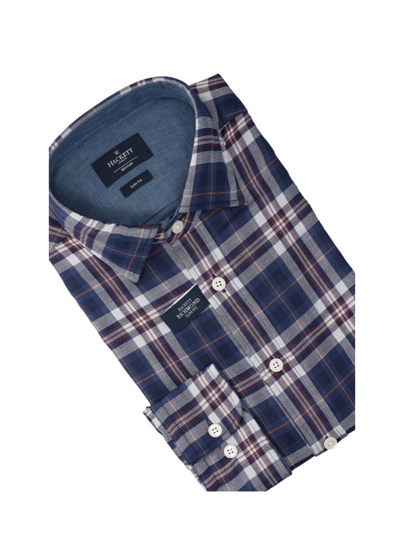 HACKETT LONDON SLIM FIT LS SHIRT IN NAVY