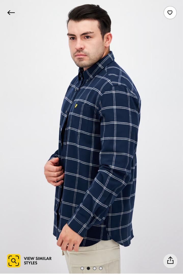 LYLE & SCOTT MEN REGULAR FIT PLAID LONG SLEEVED CASUAL SHIRT IN NAVY