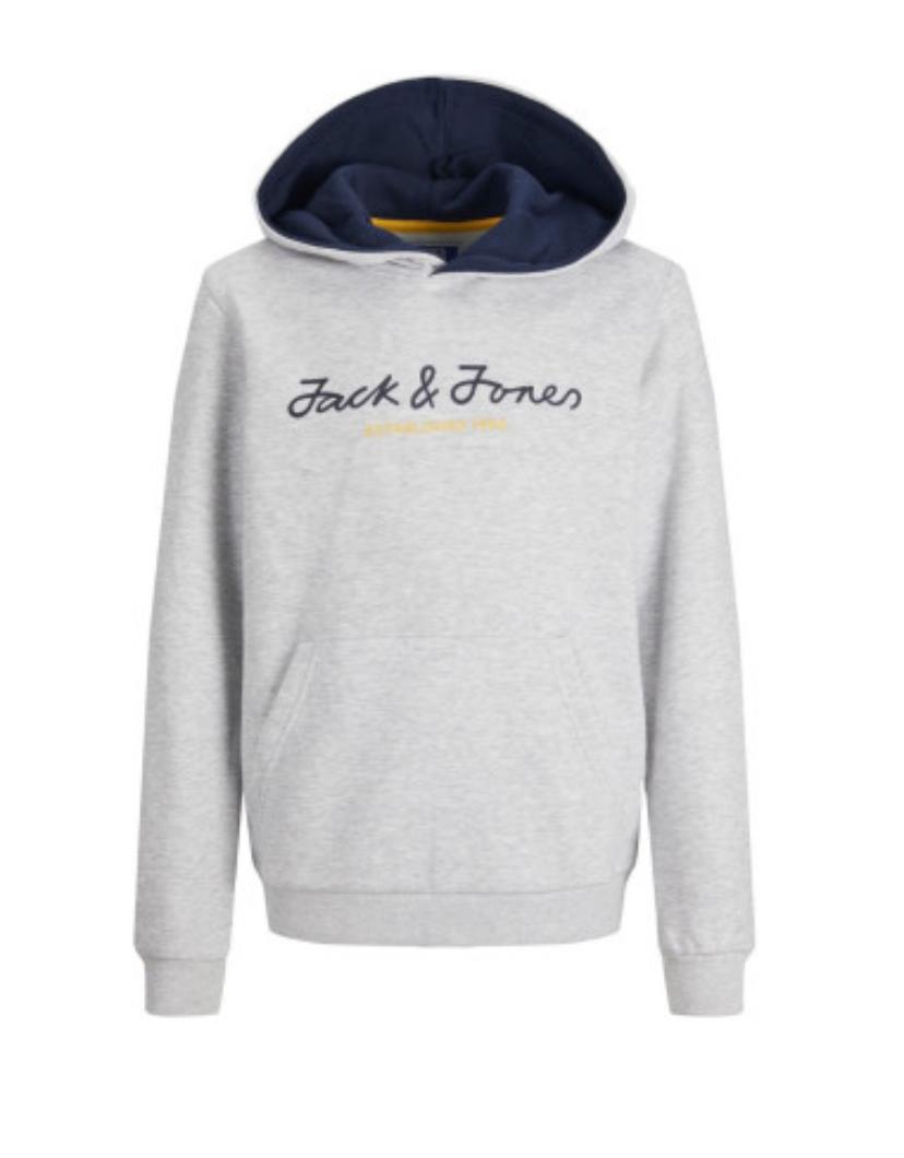 JACK & JONES JCOBERG SWEAT HOODIE SN JNR IN LIGHT|GREY