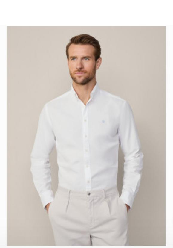 HACKETT LONDON OXFORD LONG SLEEVE SHIRT IN WHITE