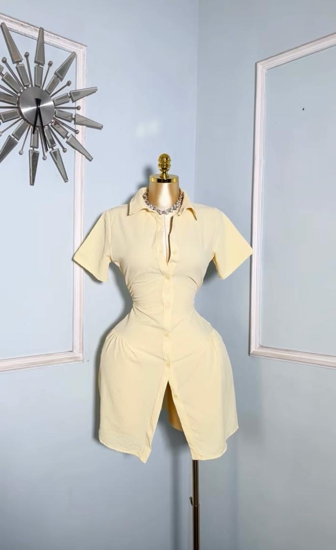 Yellow Buttoned Shirt Dress