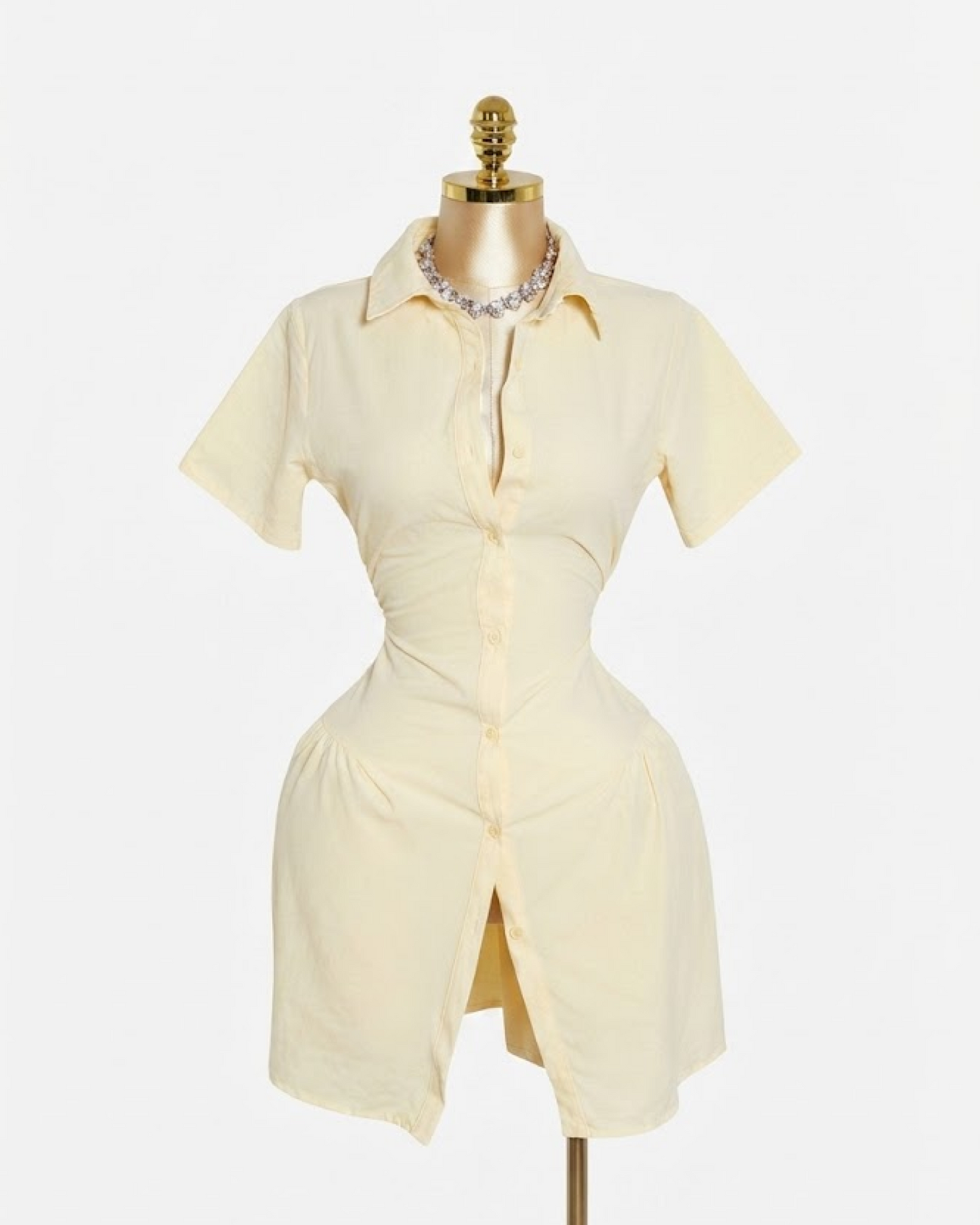 Yellow Buttoned Shirt Dress
