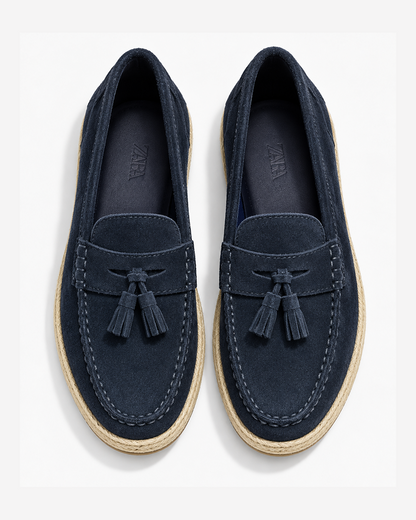Zara Leather Caual Loafers With Jute Soles Shoe