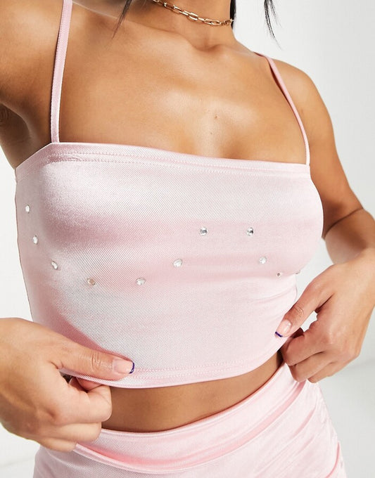 Asyou Stretch Satin Cami Tank Top