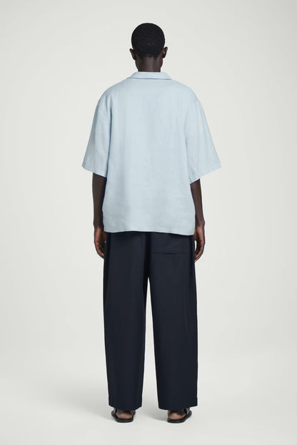 Cos Open Collar Linen Short Sleeve Shirt