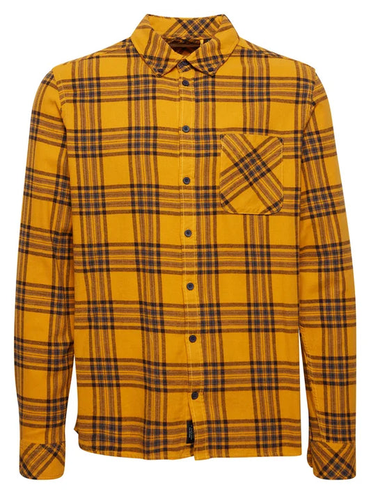 BLEND GOLDEN MENS STRIPPED LS CHECK SHIRT | YELLOW