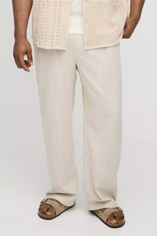 Boohooman Plus Size Trouser Pant In Cream