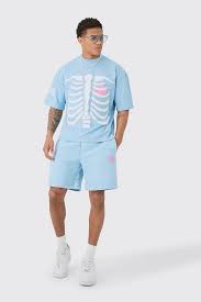 BOOHOOMAN OVERSIZED BOXY OFFICIAL HEART BREAKER TSHIRT & SHORT