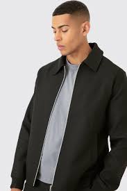 BOOHOOMAN SMART HERRINGTON JACKET | BLACK