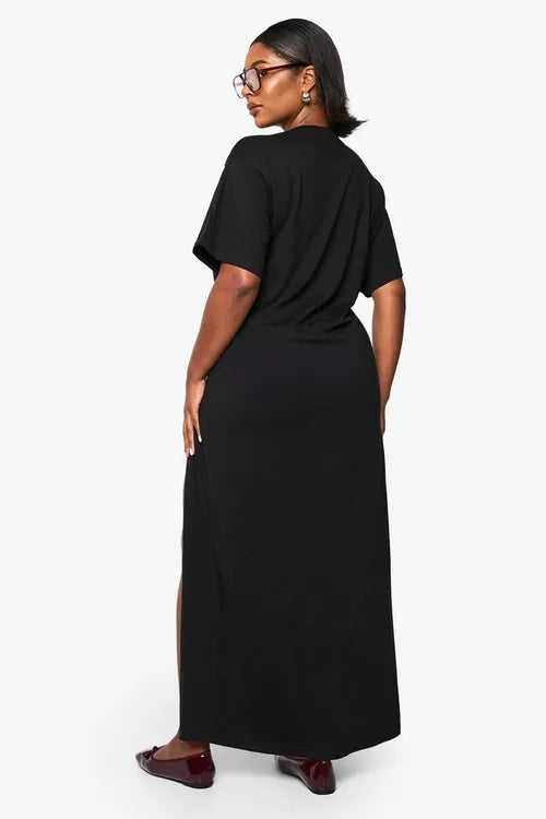 Boohoo plus split t shirt midi dress