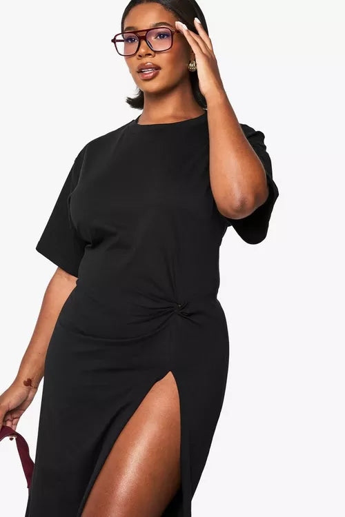 Boohoo plus split t shirt midi dress