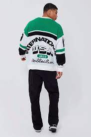 Boohooman Oversized Moto Kintted Jumper  In Green