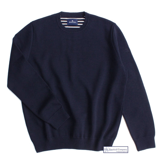 Solid crew mens knitwear in navy