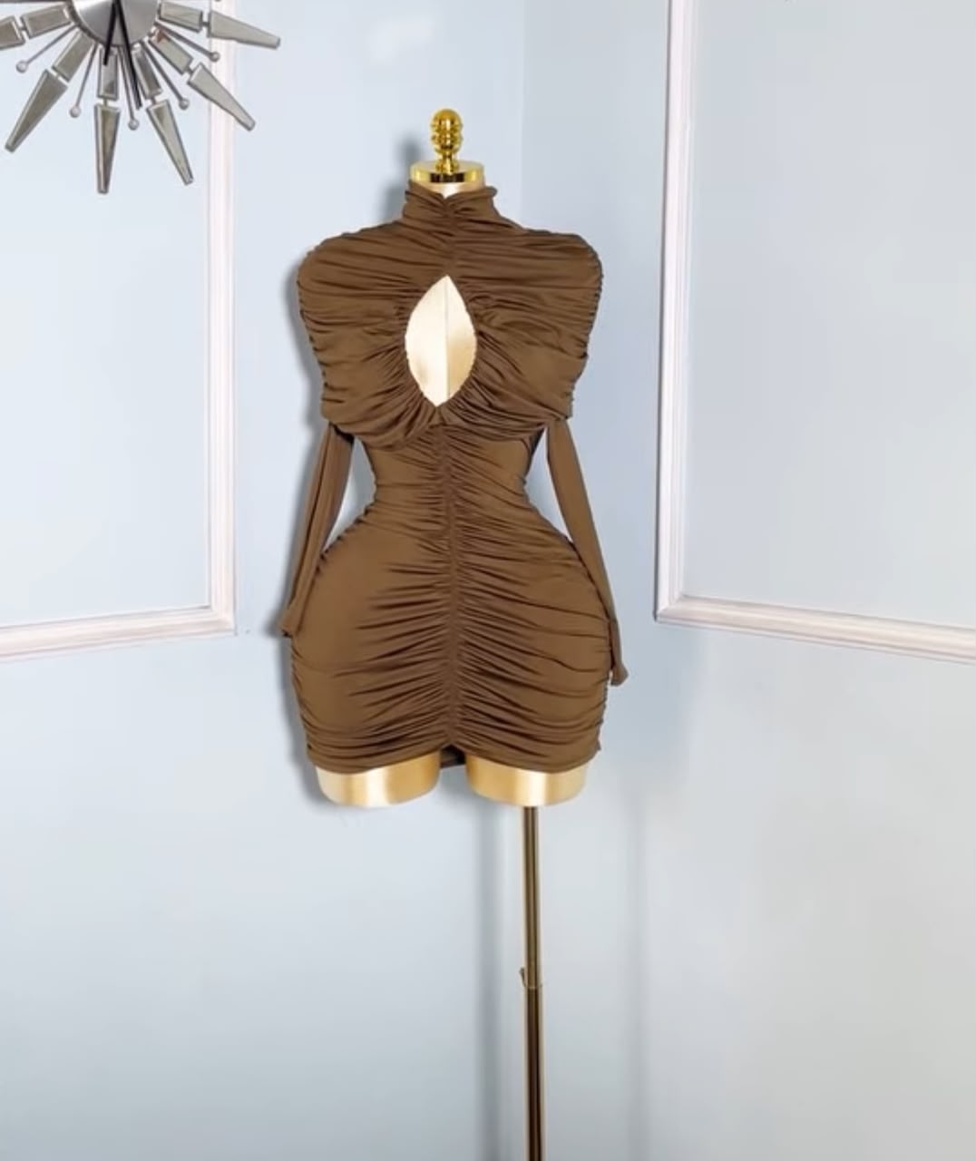 Olive green ruched dress