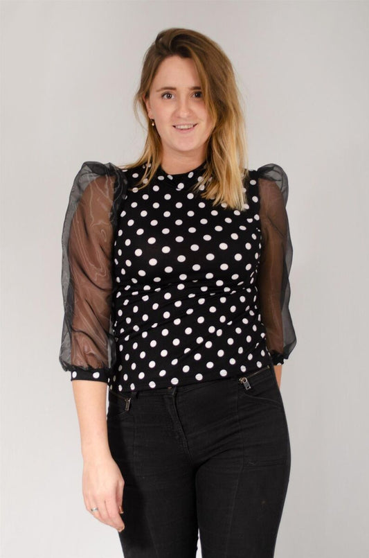 New Look Large Spot Organza Womens Top